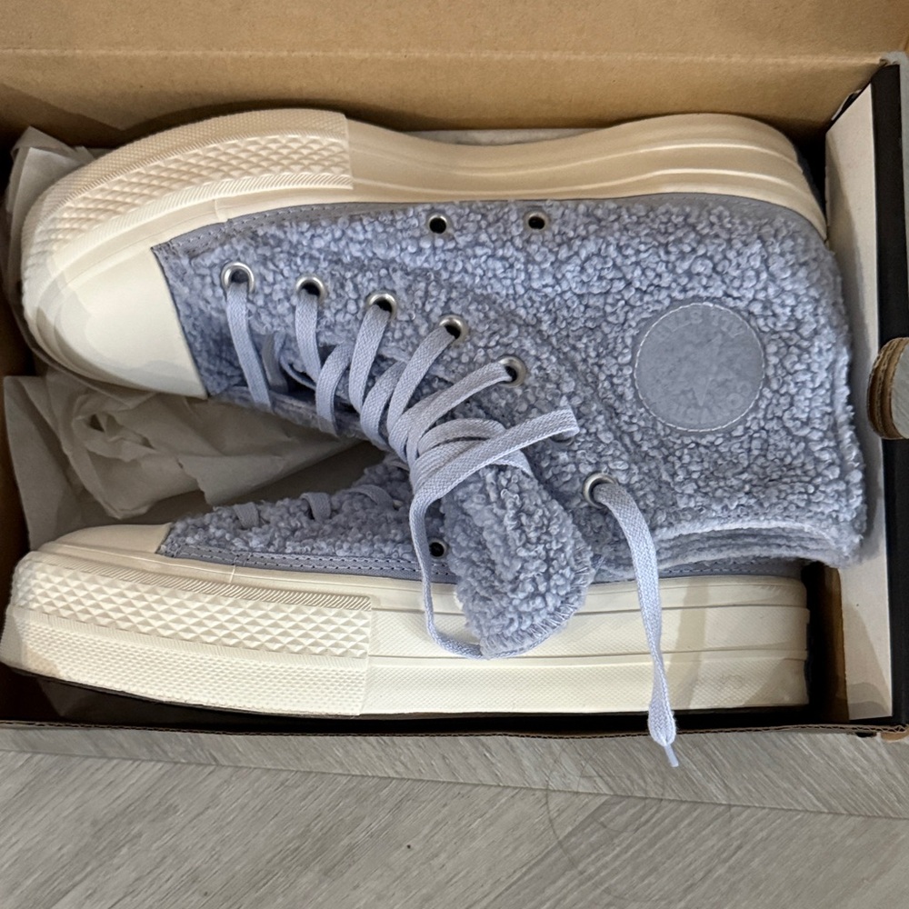 Converse Women's baby blue Sherpa Fleece High-Top Sneakers